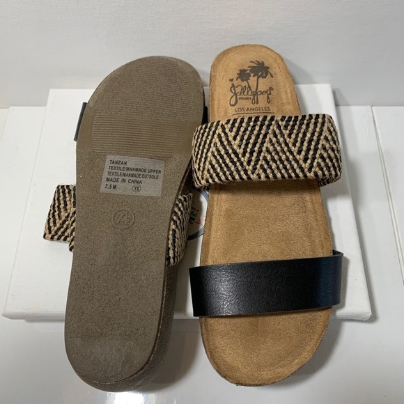 Jellypop Tanzania Black and Tan slide wedge sandal - Picture 2 of 4